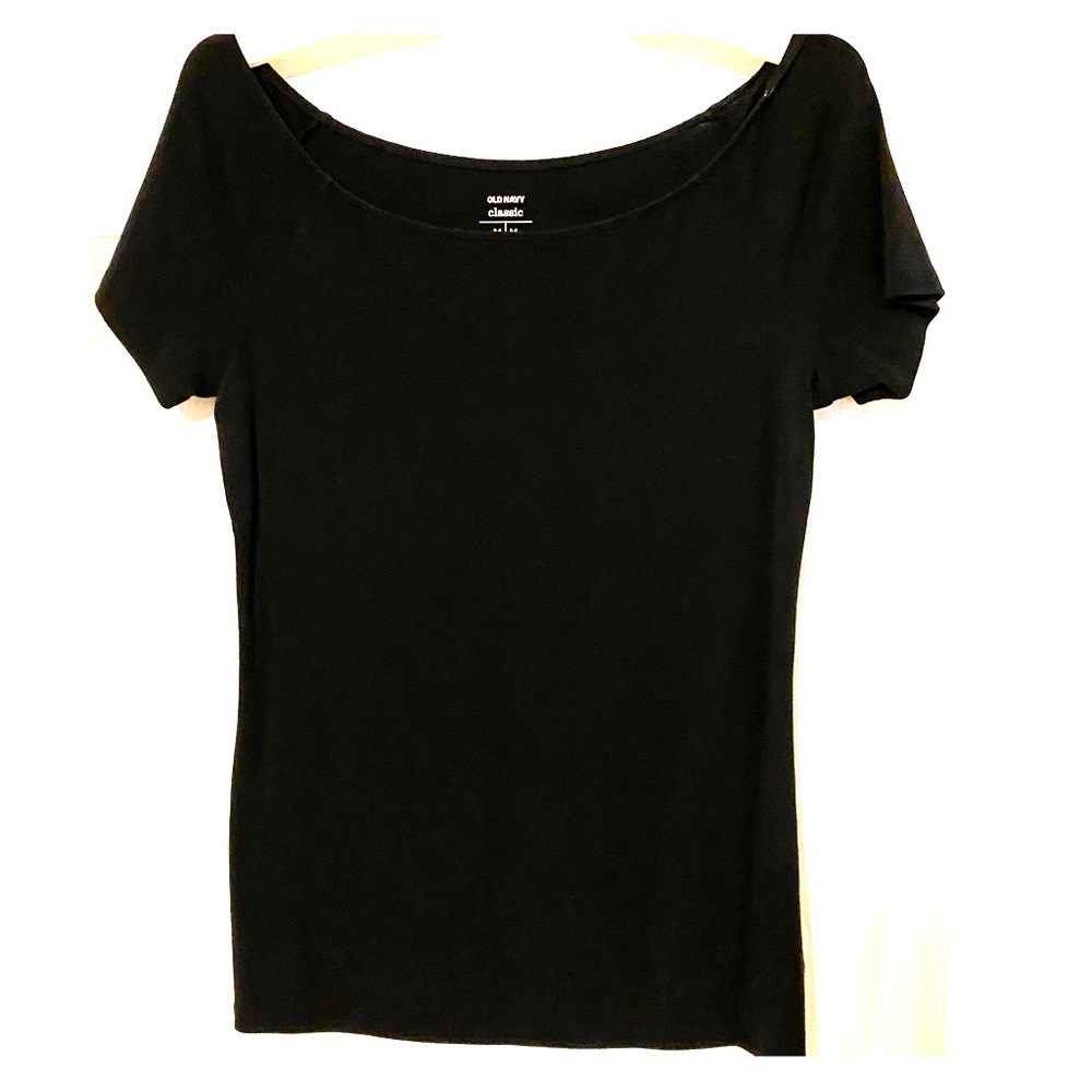 Black wide-neck top